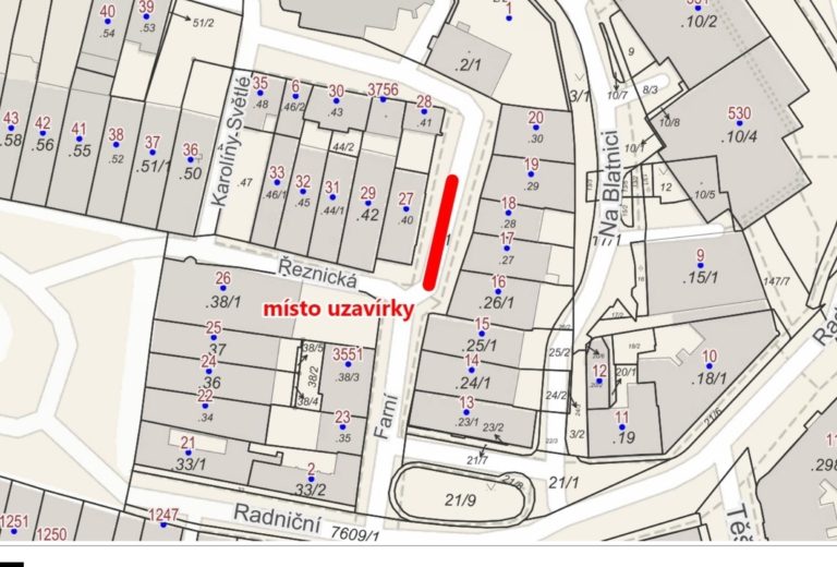 Uzavírka části ulice Farní ve Frýdku