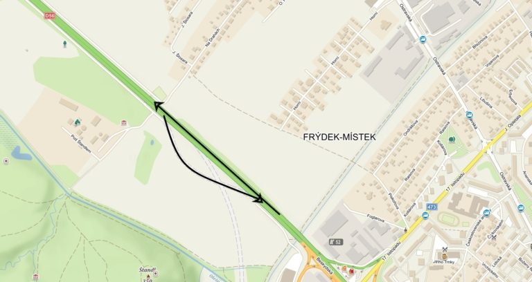 ZMĚNA V DOPRAVĚ VE VÝJEZDU NA D56 SMĚREM NA OSTRAVU