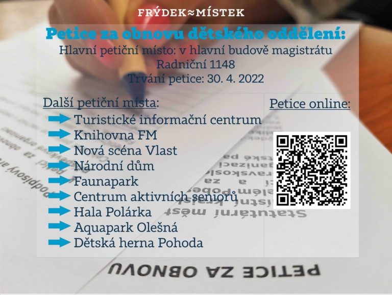 Seznam podpisových míst a online petice „za obnovu dětského oddělení“