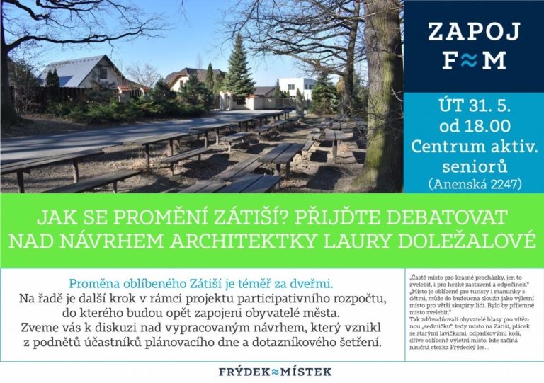 JAK SE PROMĚNÍ ZÁTIŠÍ? ZVEME VÁS NA DEBATU NAD NÁVRHEM ARCHITEKTKY