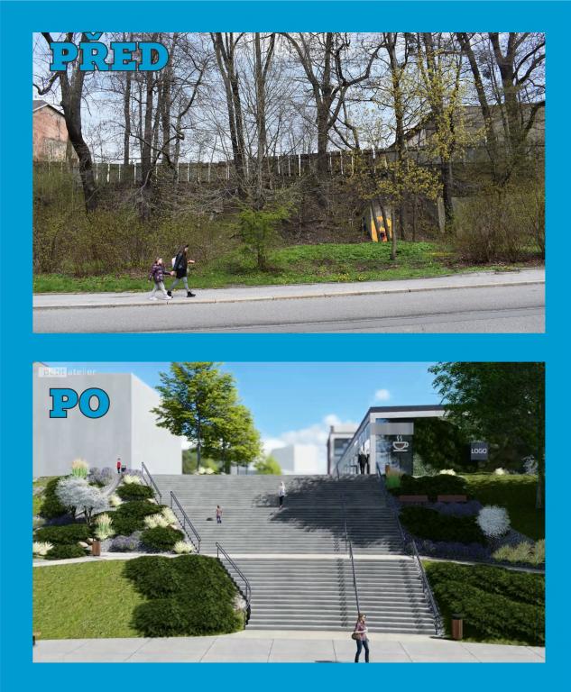 NOVÁ ČTVRŤ: SCHODIŠTĚ PROPOJÍ BULVÁR A NÁDRAŽÍ