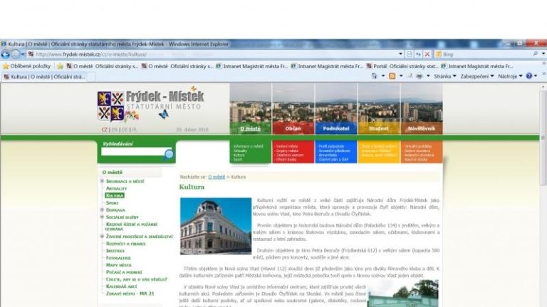 Aktualizujeme kontakty na kulturní a sportovní organizace a nabízíme jejich prezentaci na webu města