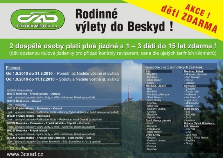 S ČSAD na rodinné výlety do Beskyd