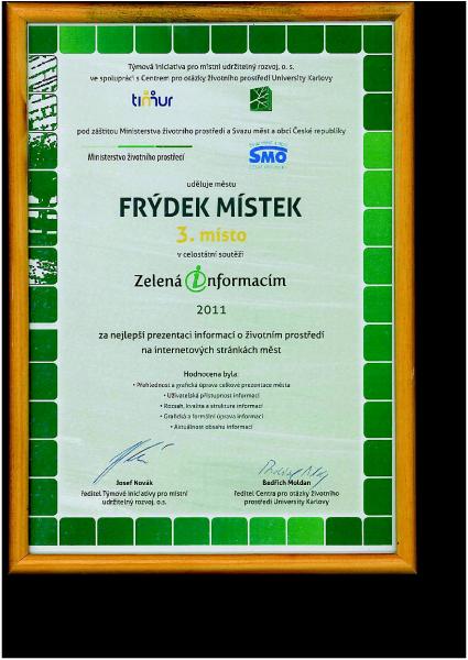 Město má na svém webu jednu z nejlepších prezentací o životním prostředí