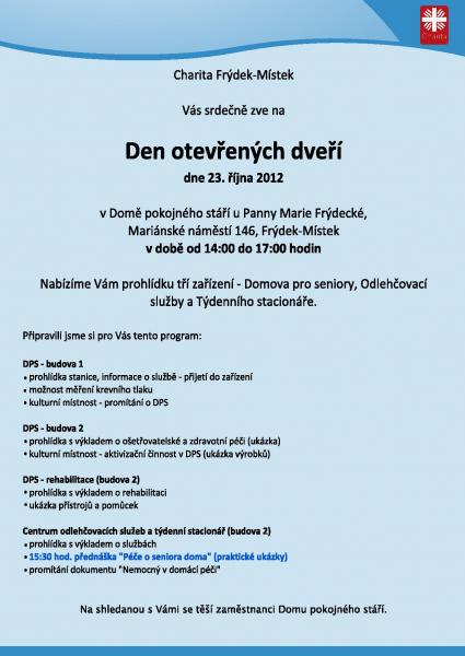 Charita zve do Domu pokojného stáří