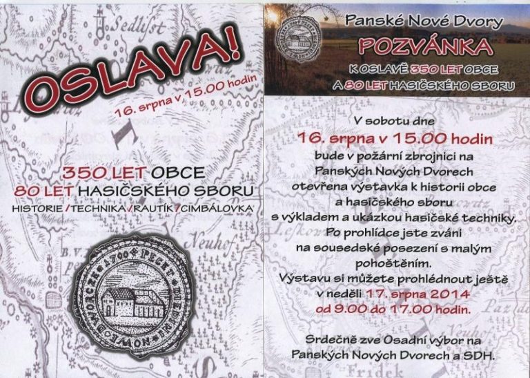 Panské Nové Dvory slaví 350 let a hasiči 80 let