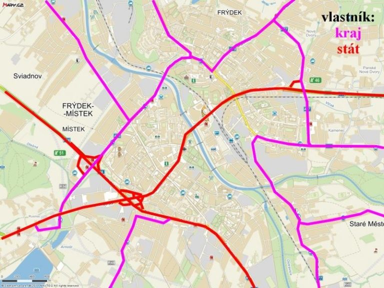 Silnice ve vlastnictví kraje a státu – údržbu provádí Správa silnic MS kraje