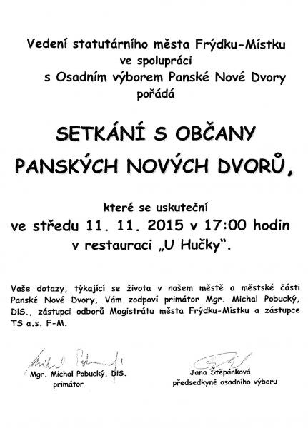 Setkání vedení města s občany PND