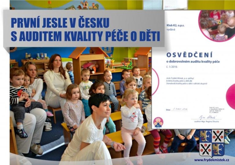 Městské jesle získaly jako první v Česku osvědčení kvality péče o děti