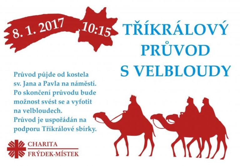 Tříkrálový průvod s velbloudy projde městem