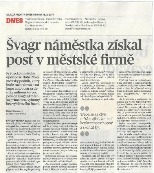 Dopravní podnik aneb jak MF DNES ohýbá pravdu