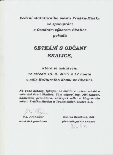 Setkání vedení města s občany Skalice dne 19. dubna 2017