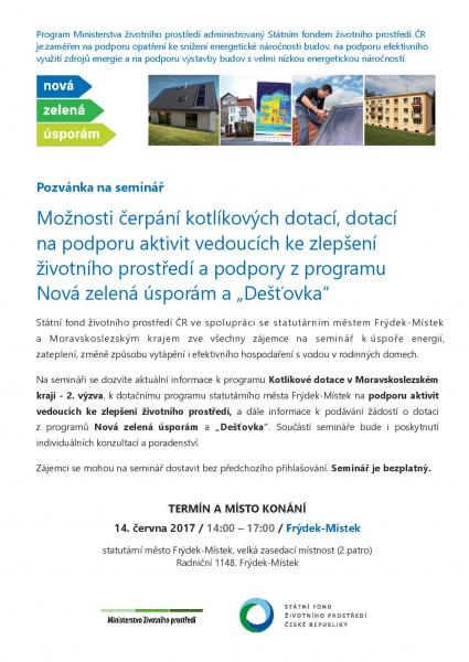 Kotlíkové dotace a Dešťovka – seminář pro veřejnost