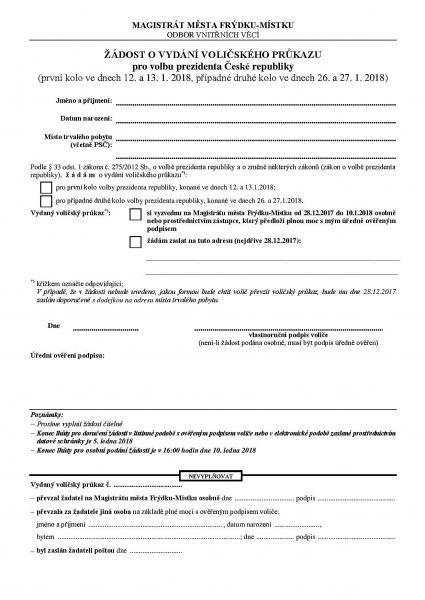 Volba prezidenta a voličské průkazy