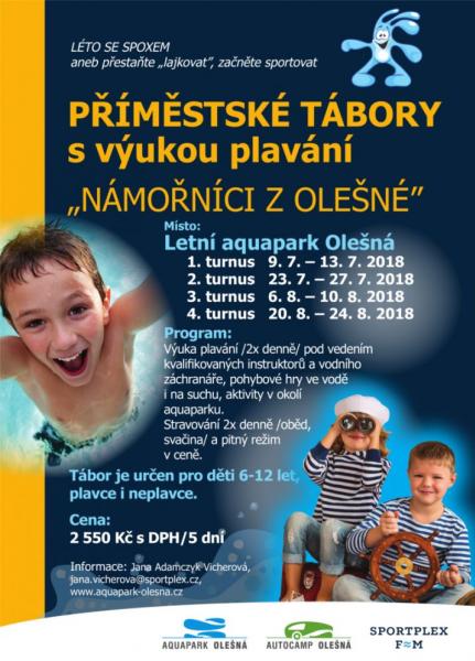 Aquapark Olešná opět připravuje tábory s výukou plavání