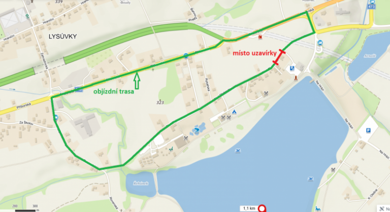 Uzavírka části ulice Nad Přehradou v Místku