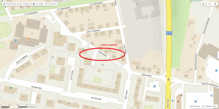 Uzavírka komunikace ul. Dobrovského ve Frýdku