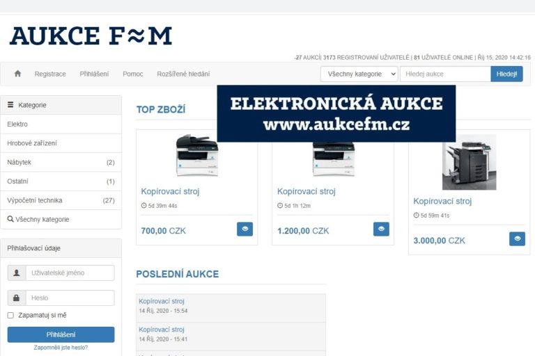 BLÍŽÍ SE AUKCE PŘEBYTEČNÉHO MOVITÉHO MAJETKU