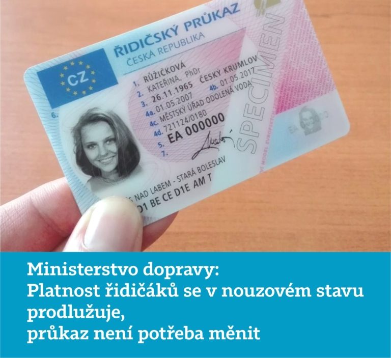 Platnost řidičáků se v nouzovém stavu prodlužuje,  průkaz není potřeba měnit