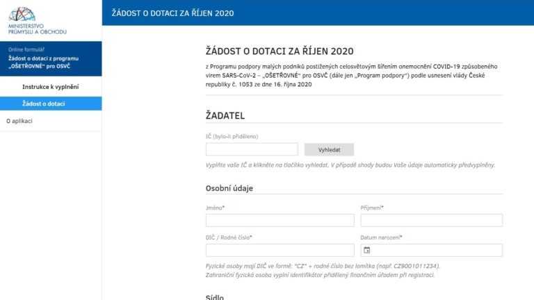 Ošetřovné OSVČ za říjen 2020
