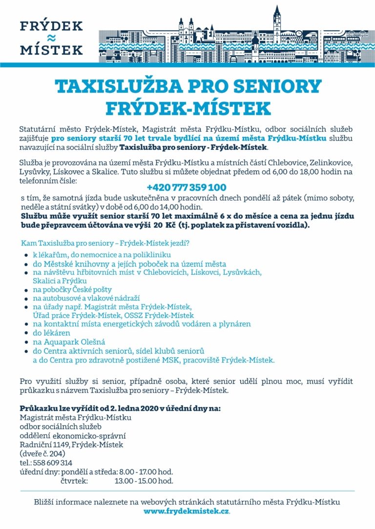 Taxislužbou pro seniory na více míst