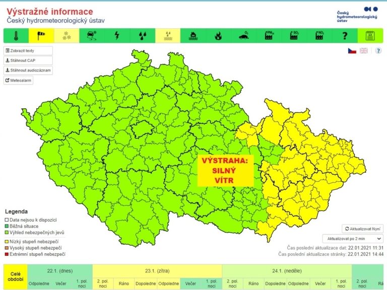 V sobotu má foukat silný nárazový vítr