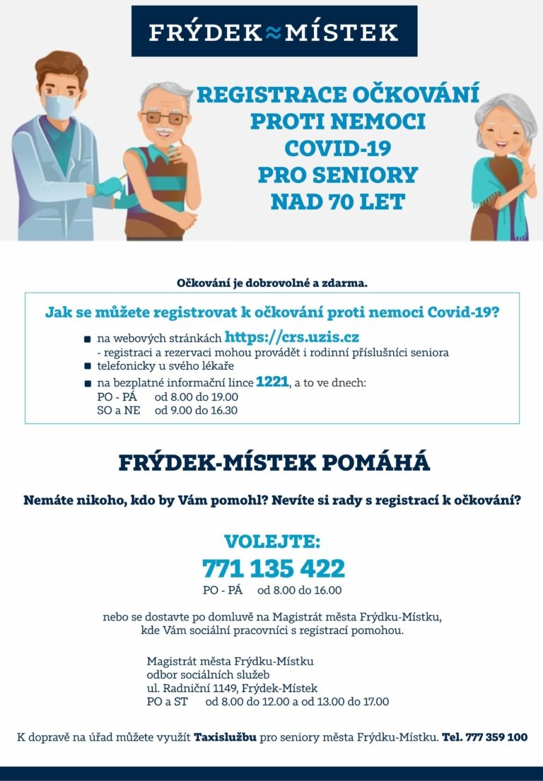 Město stále pomáhá seniorům s registrací k očkování
