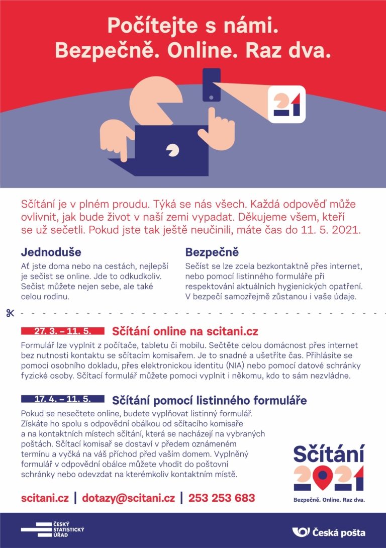 Připomínáme: Sčítání lidu, domů a bytů je prodlouženo do 11. května