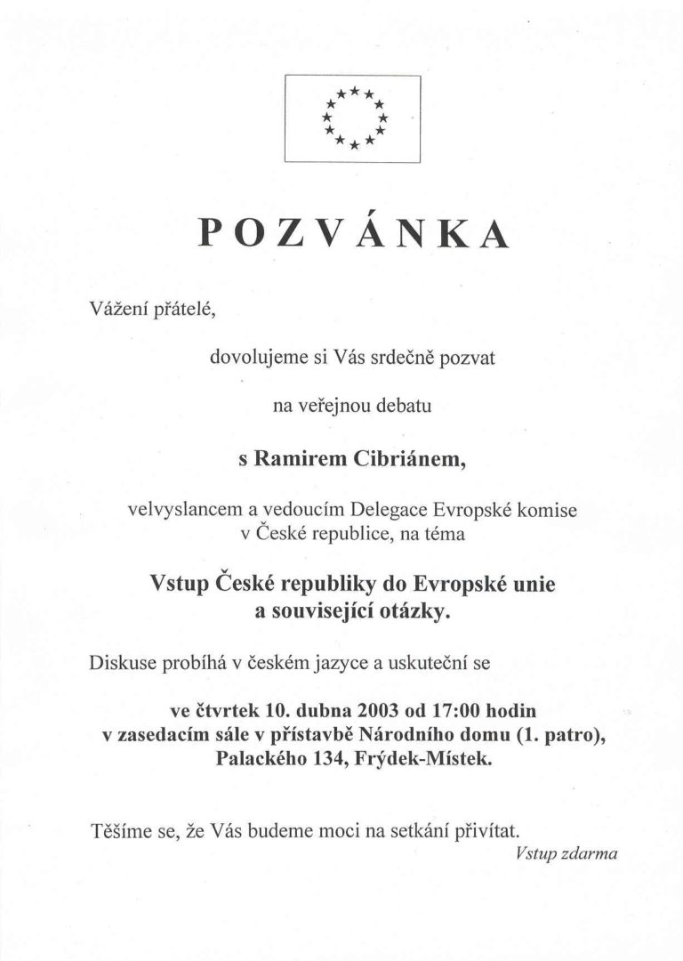 Veřejná diskuse o vstupu ČR do Evropské unie