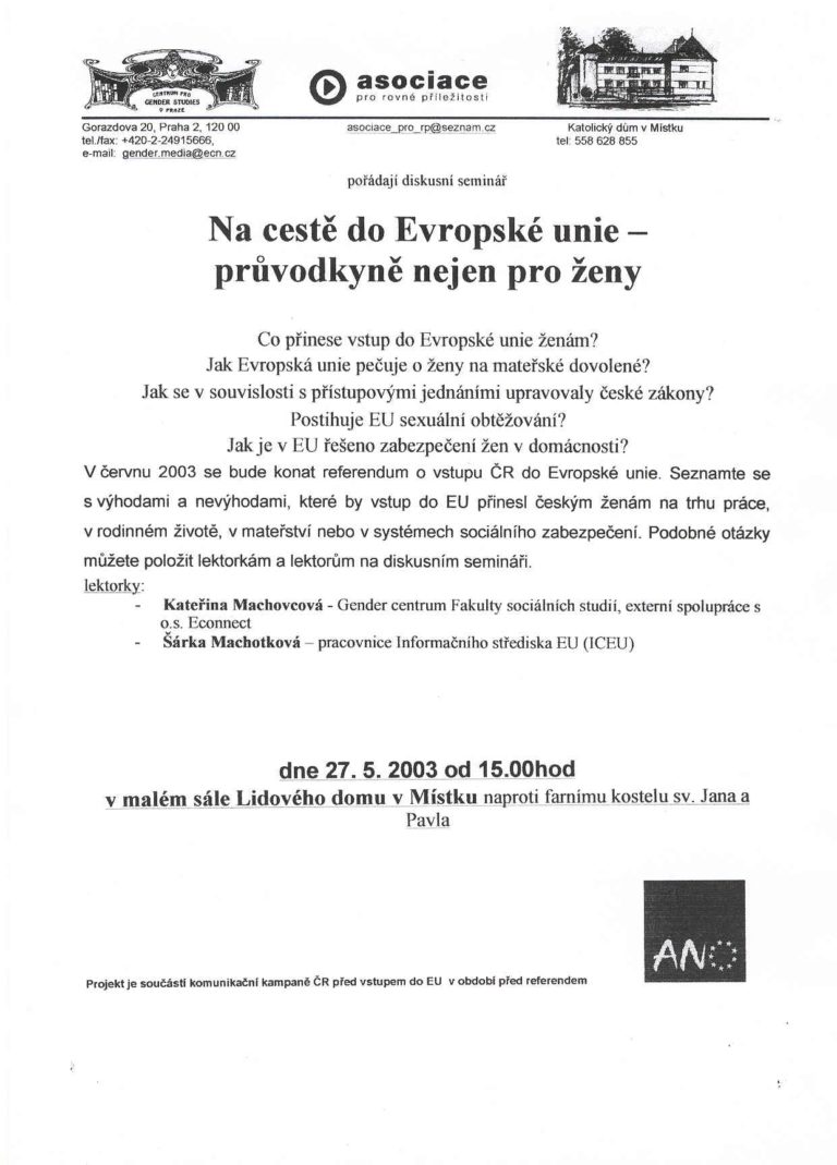 Na cestě do Evropské unie – průvodkyně nejen pro ženy
