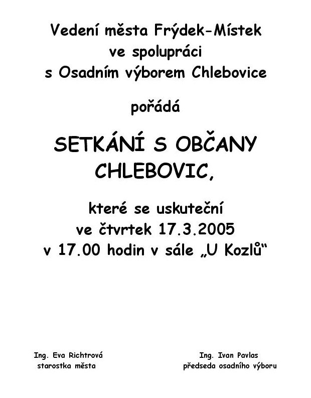 Setkání s občany Chlebovic
