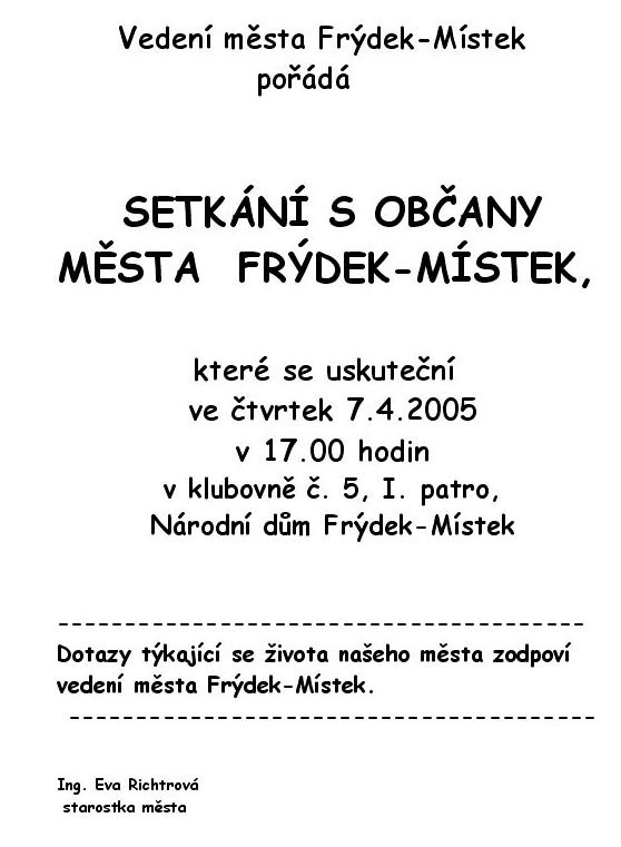 Setkání s občany města Frýdek-Místek