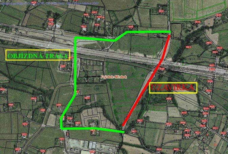 Uzavírka mostu na Panských Nových Dvorech