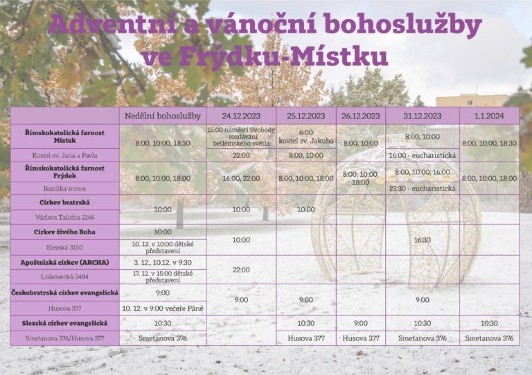ADVENTNÍ A VÁNOČNÍ BOHOSLUŽBY