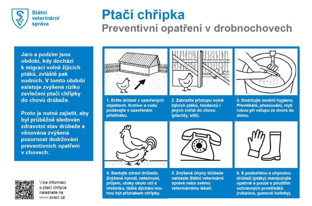 Informační leták k ptačí chřipce - základní preventivní opatření jsou platná i pro newcastleskou chorobu. Zdroj: KVS SVS pro MS kraj